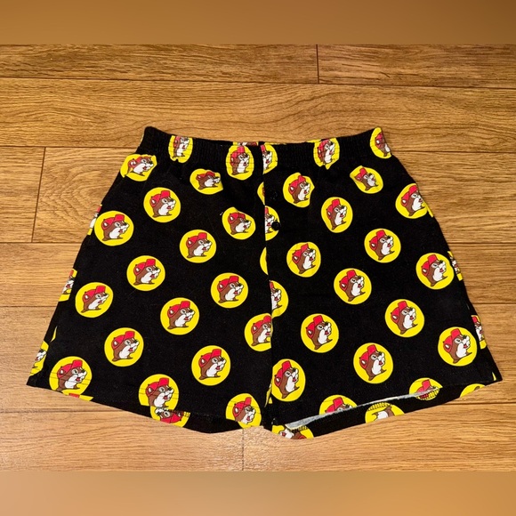 Buc-ees Logo Pajama Boxer Black Shorts Elastic Waist Button Fly Size Adult small - Picture 1 of 5